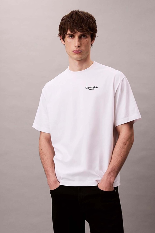 Men's Brand Logo White T-Shirt Suitable for Daily Use