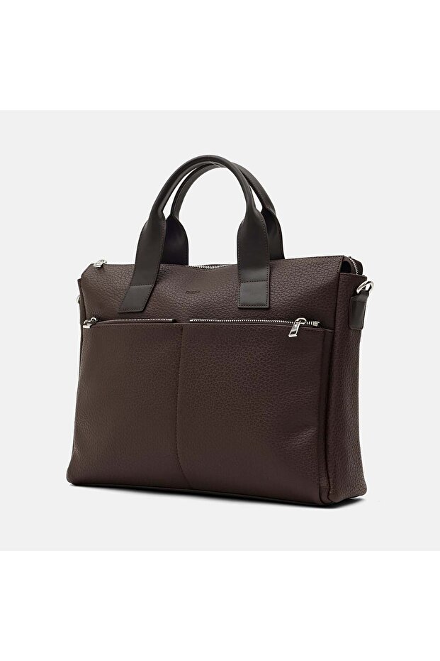 Men's Brown Shoulder Strap Briefcase - 4