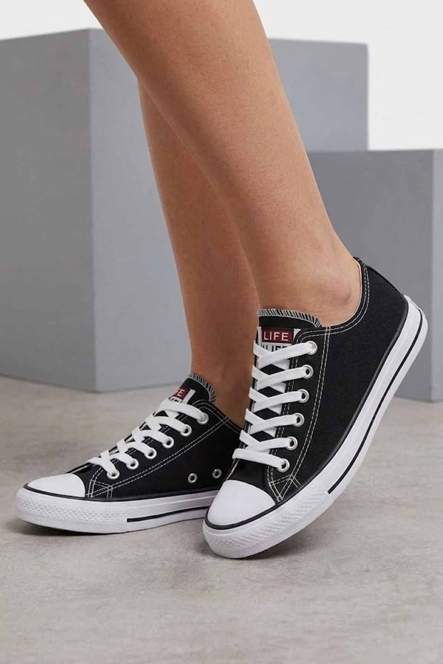 Unisex Black Canvas Lace-Up Casual Cloth Shoes - Comfortable Sole Casual Sneakers