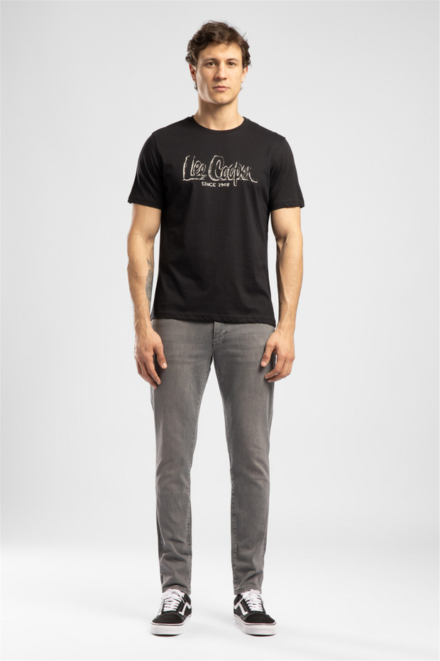 Black Men's Regular Fit T-Shirt 262 Lcm 242005 Drawos Black