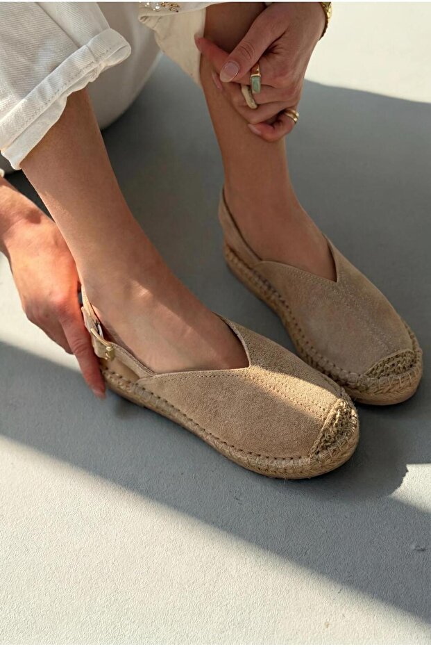 Orveth Beige Genuine Suede Women's Espadrille