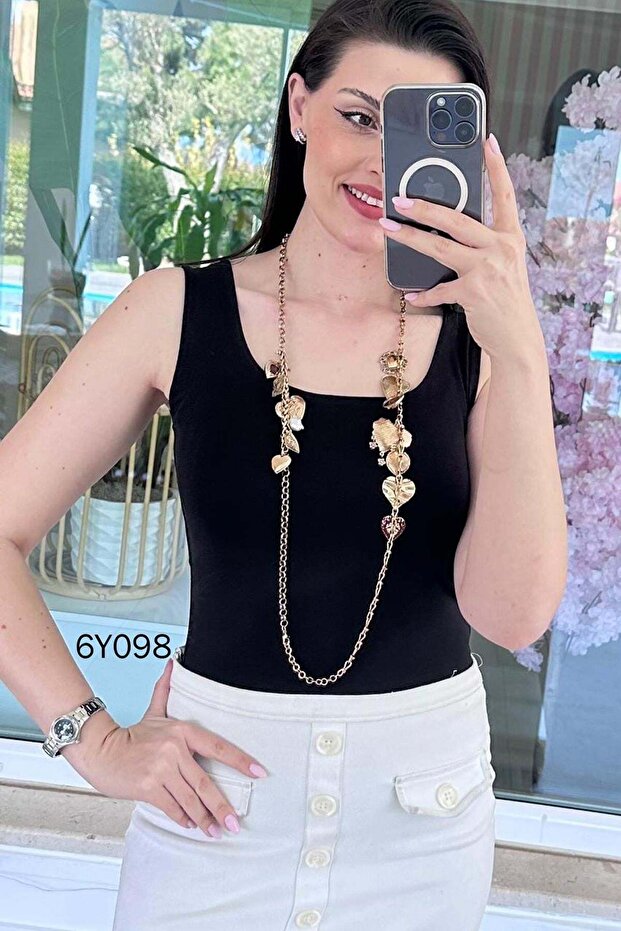 Square Collar Double Layer Front Tshirt 6Y098
