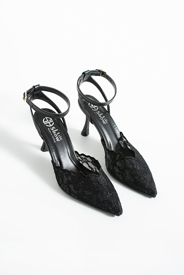 Lace Design Stiletto Heeled Women's Shoes