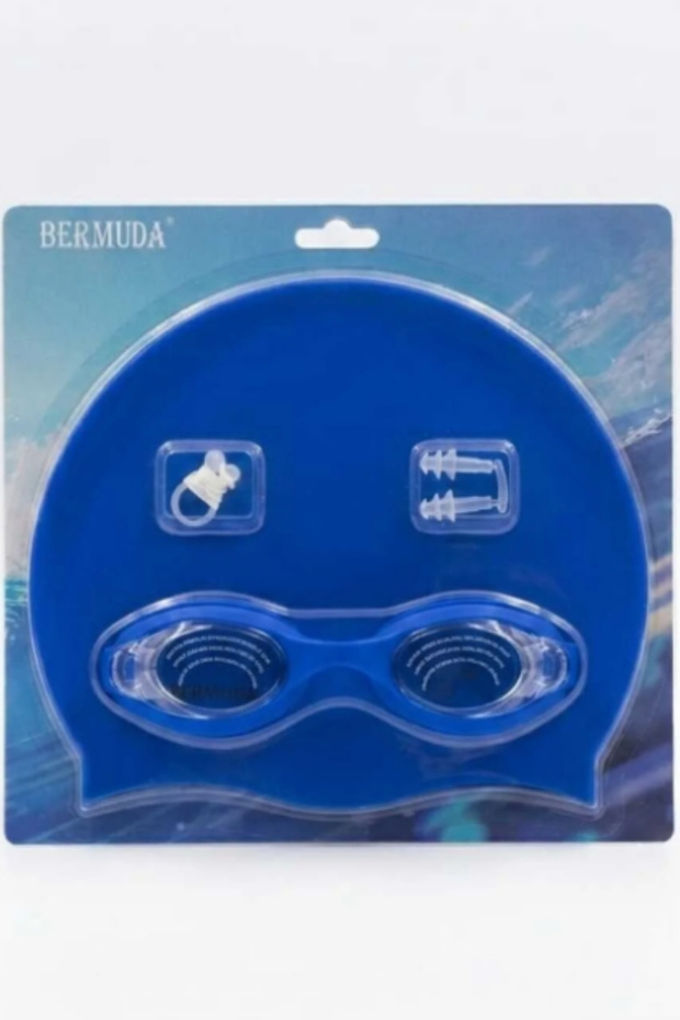 Children's Swimming Accessory Set (Earplugs + Nose Plug + Goggles and Silicone Cap)