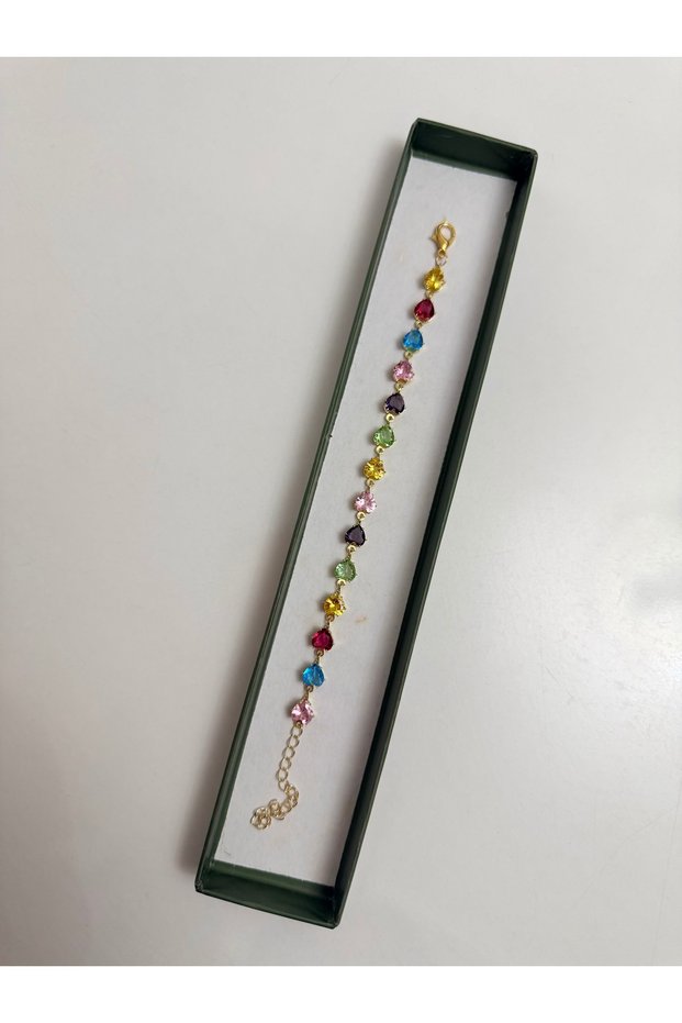 Gold Color Bracelet with Colorful Stone Detail | Sparkling Stylish Everyday & Special Occasion Jewelry