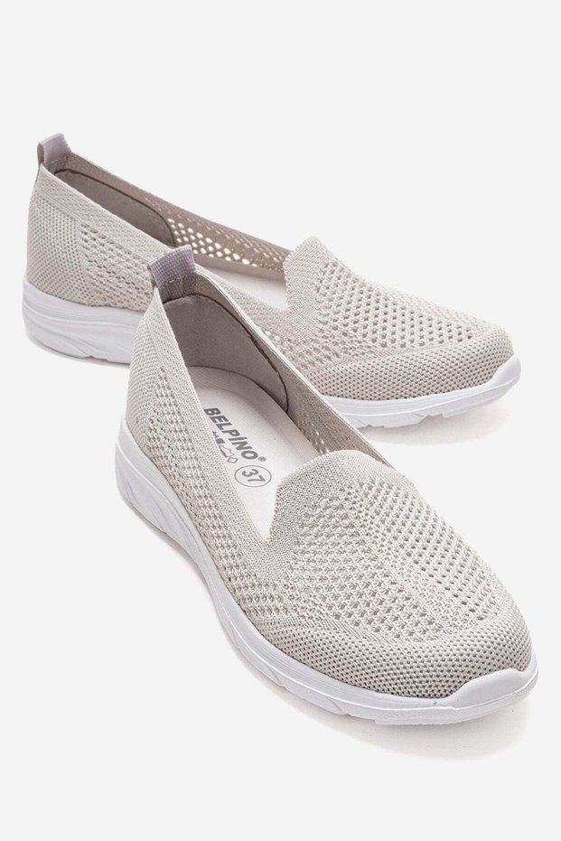 Women's Plain Knitwear Ballerina Gray White
