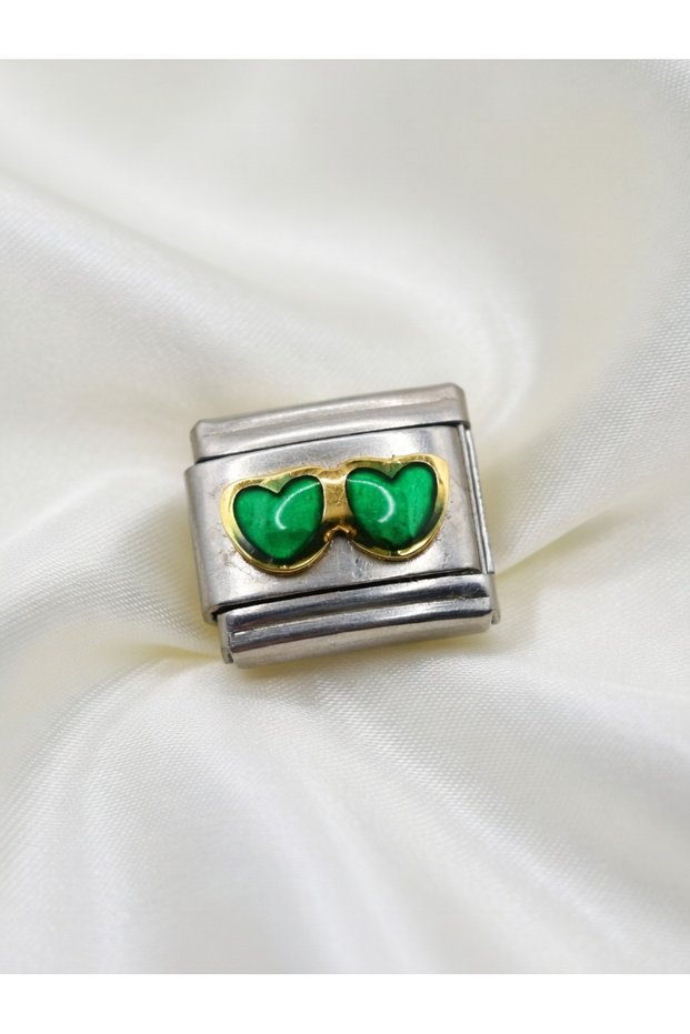 Select & Combine) Buy 3 Get 2 Green Double Heart Italian Bracelet Compatible Charms 316L