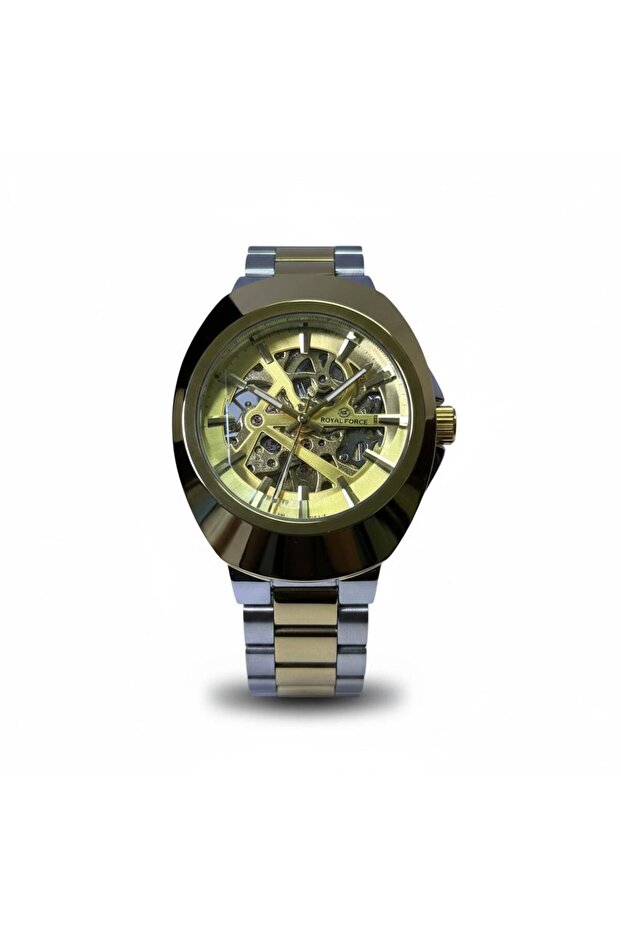 Aurum X Skeleton Automatic Watch for MenStainless Steel Gold & Silver Transparent Dial