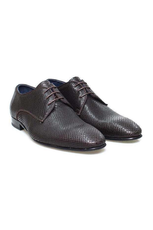 Brown Lace-Up Genuine Leather Men's Shoes