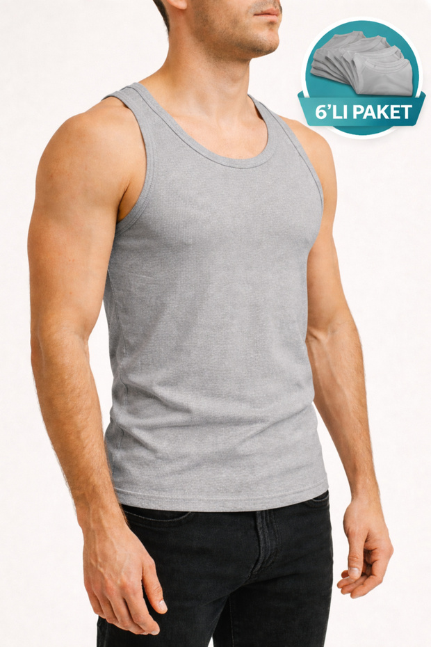 Bersel 100% Cotton a Quality 6 Pieces Gray Combed Cotton Undershirt