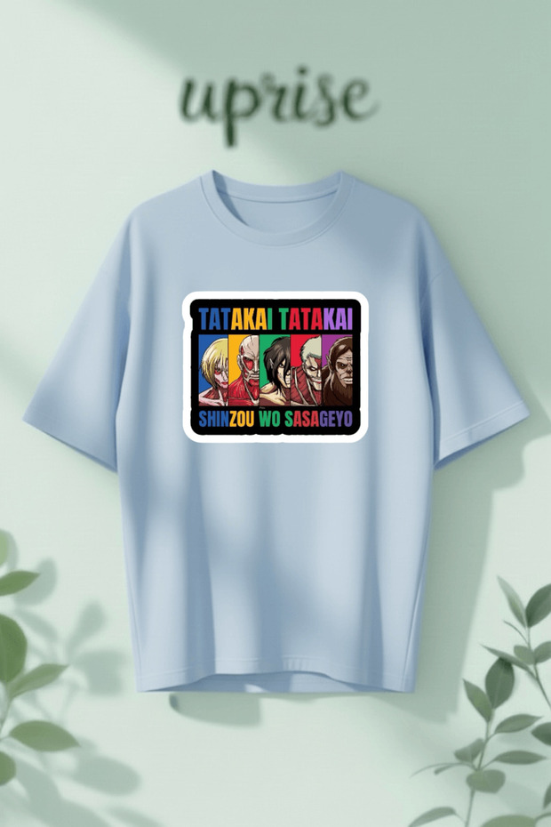 Tatakai Shinzou Wo Sasageyo Attack on Titan Printed Cotton Oversize T-Shirt
