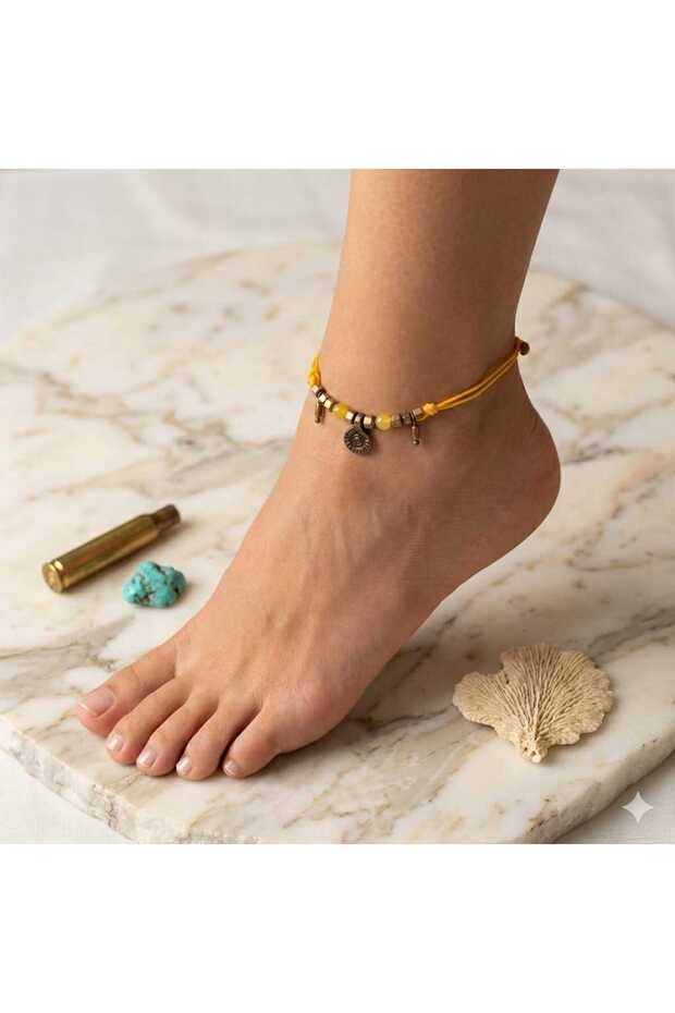 Handmade Yellow, Bohemian, Authentic, Women's Anklet