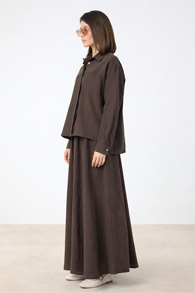 Reflective Skirt Set Brown