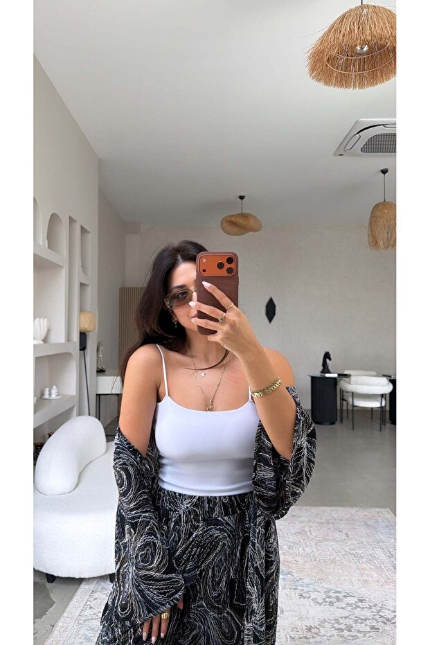 White Cotton T-Shirt with Rope Straps and Cotton Balls