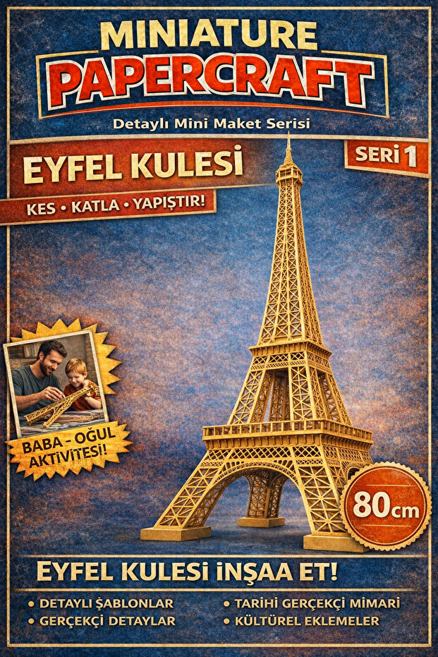 PAPER 80 cm Dev Eyfel Kulesi Maketi – Kendin Yap Kağıt Model Seti (Papercraft)