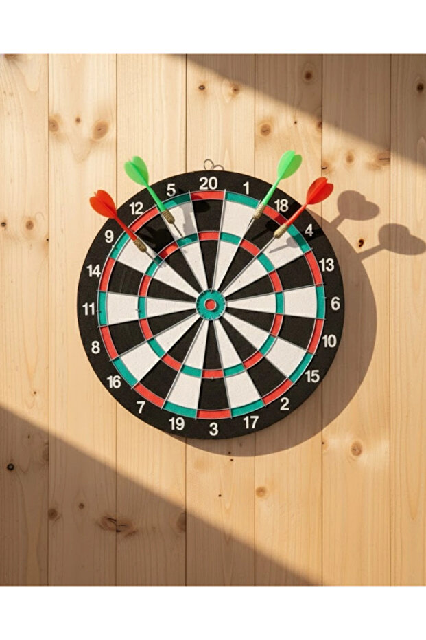 15 Inch Dart Board 4 Metal Tip Darts Arrow Durable Wooden Body