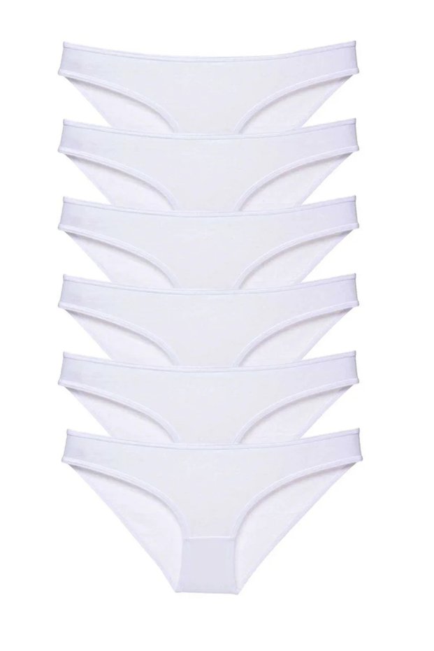 6 Pieces Super Eco Set Lycra Women's Slip Panties White