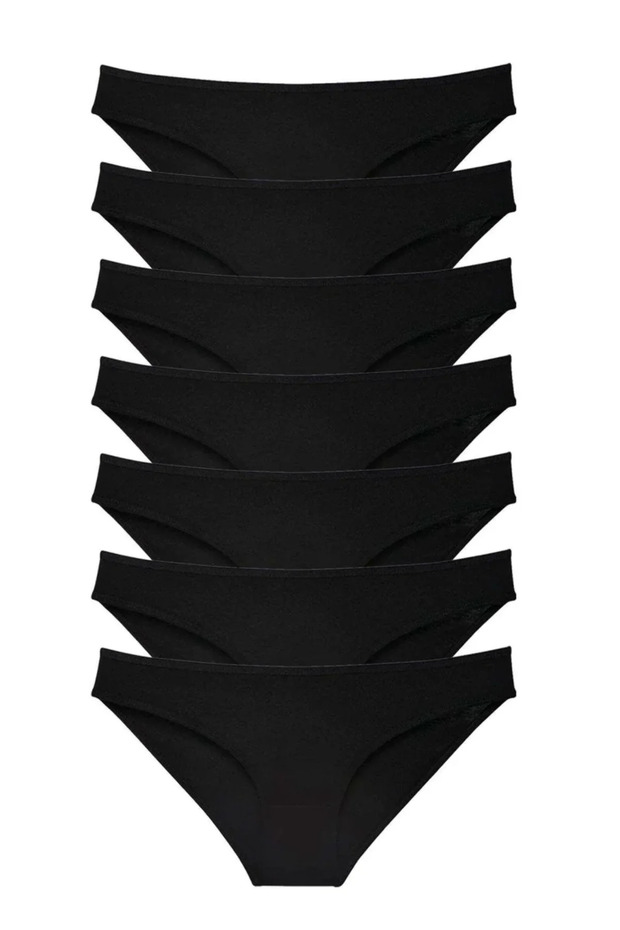 7 Pieces Super Eco Set Lycra Women's Slip Panties Black