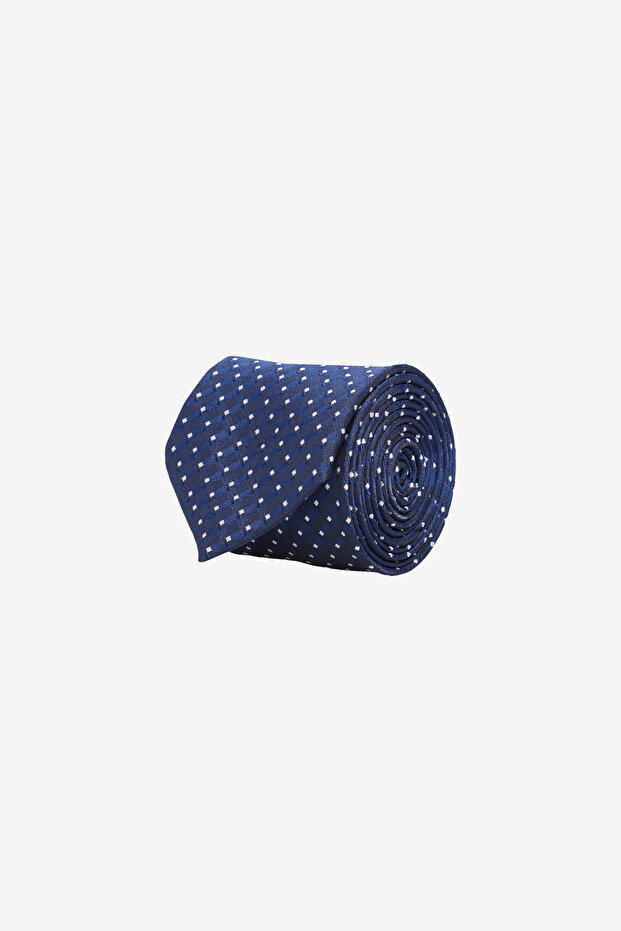 Men's Navy Blue-White Patterned Tie