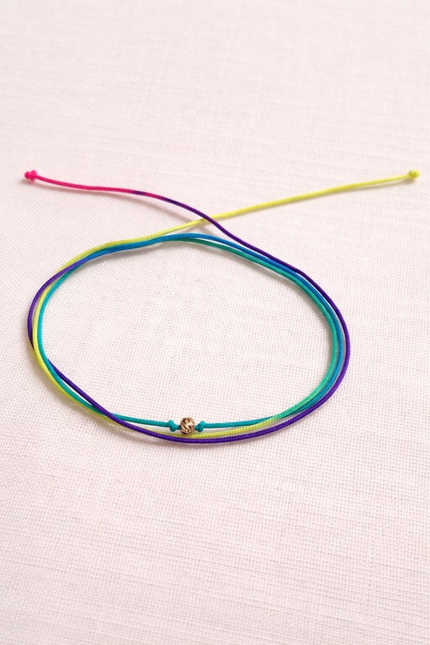 Rainbow Dolamalı Gold Dorika Rope Bracelet