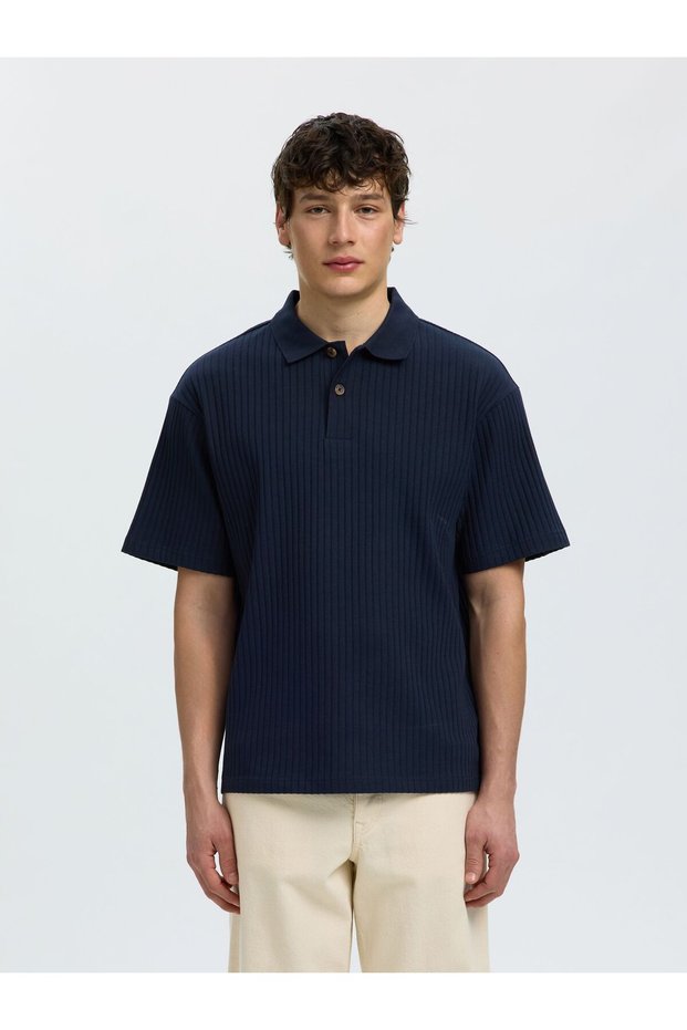 Poloshirt Geripptes Relaxed Fit