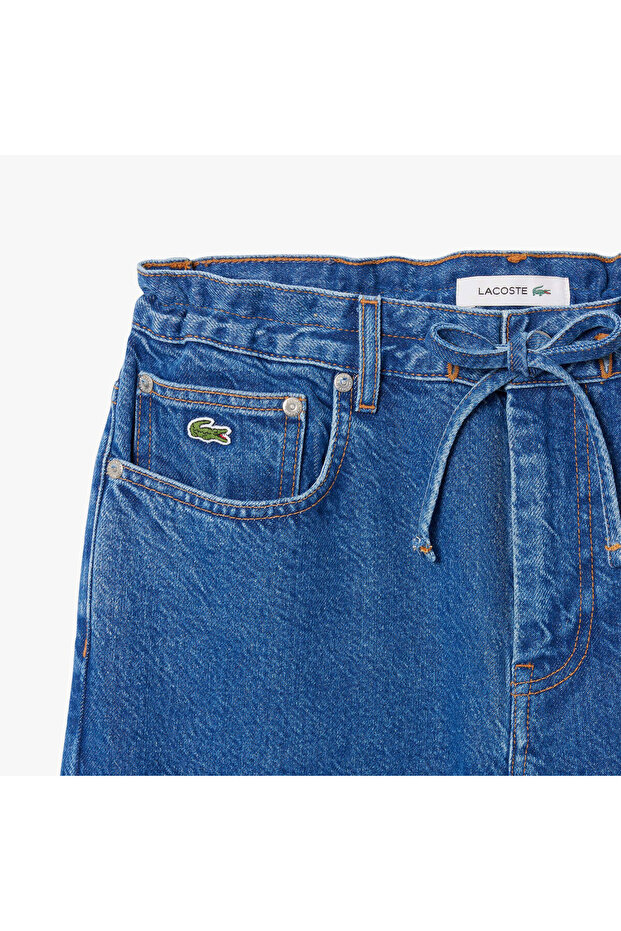 Kadın Wide Leg Denim Mavi Jean - 6