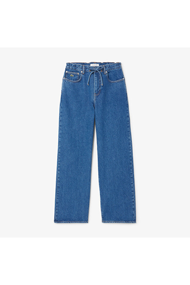 Kadın Wide Leg Denim Mavi Jean - 4