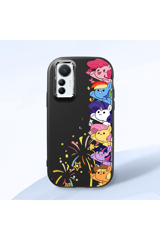 Mi 12 Lite Compatible Shock-Absorbing Camera Protected Black Silicone Case