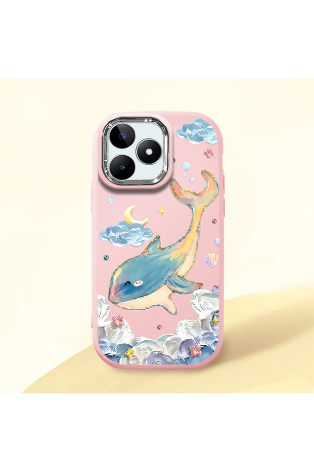 Realme C51/C53 Compatible Shock-Absorbing Camera Protected Pink Silicone Case