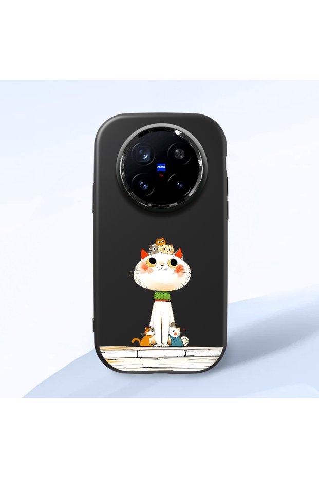 Vivo X200 Pro Compatible Shock-Absorbing Camera Protected Black Silicone Case