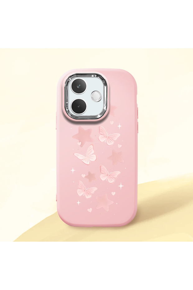 Oppo A5 Pro 4G/5G Compatible Shock-Absorbing Camera Protected Pink Silicone Case