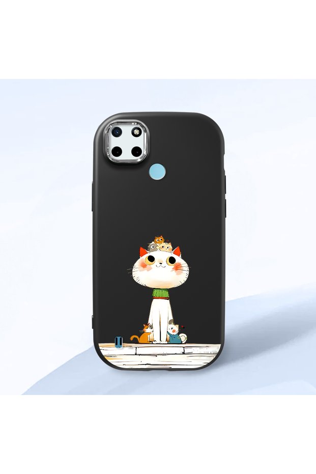 Realme C25Y/C21Y Compatible Shock-Absorbing Camera Protected Black Silicone Case