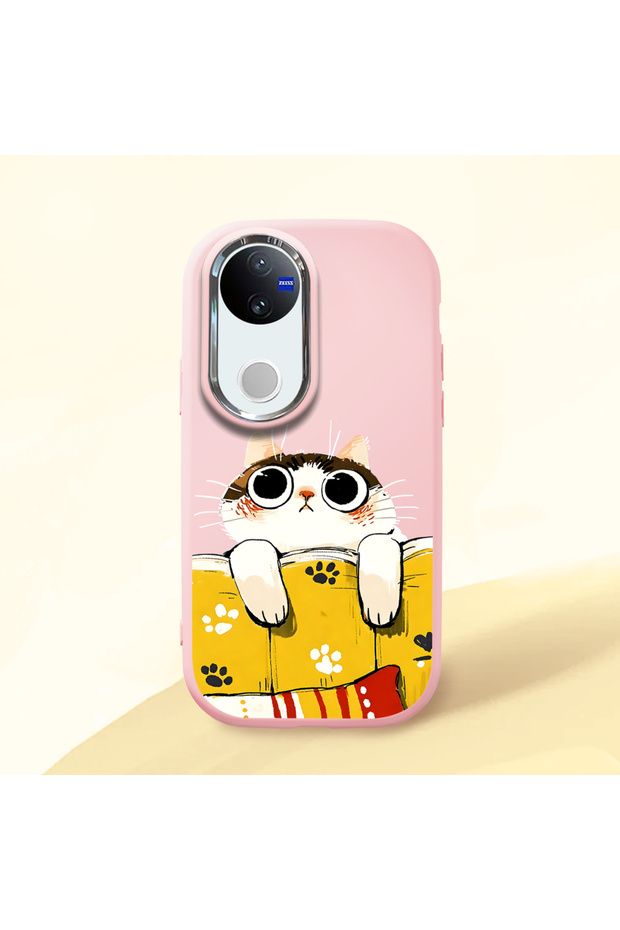 Vivo V50 Compatible Shock-Absorbing Camera Protected Pink Silicone Case