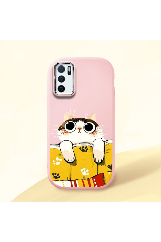 Oppo A54S Compatible Shock-Absorbing Camera Protected Pink Silicone Case