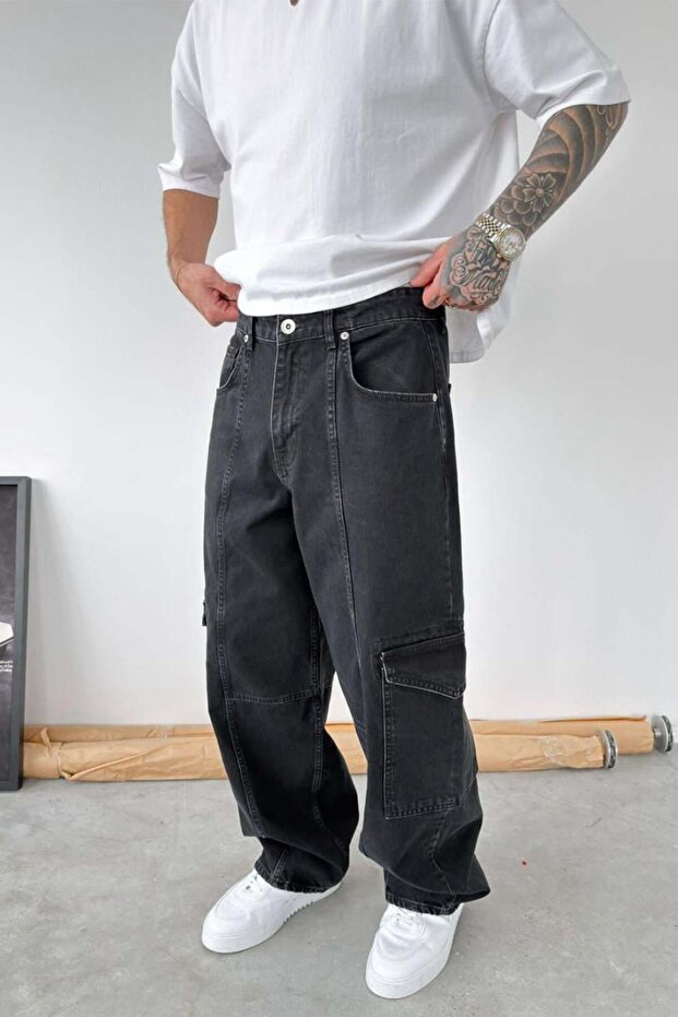 Smoked Pre-Designed Extra Loose Baggy Pants with Pockets