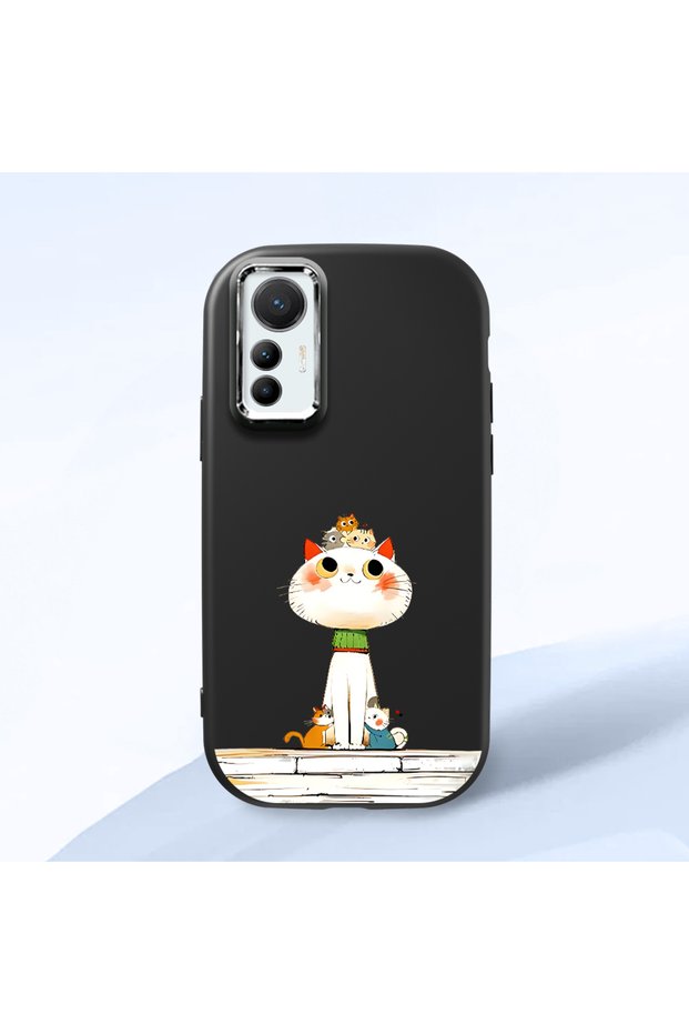 Mi 12 Lite Compatible Shock-Absorbing Camera Protected Black Silicone Case