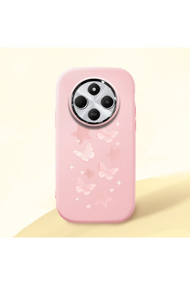 Redmi A4 Compatible Shock-Absorbing Camera Protected Pink Silicone Case