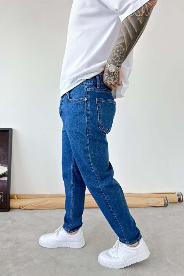 Blue Basic Boyfriend Pants - 3