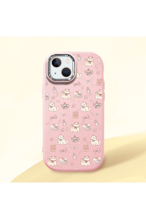 Pink Silicone Case with Shock-Absorbing Camera Protections Compatible with iPhone 15 Plus/14 Plus