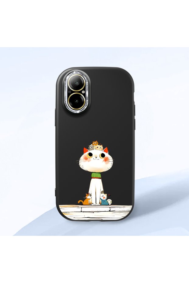 Realme C67 4g Compatible Shock-Absorbing Camera Protected Black Silicone Case