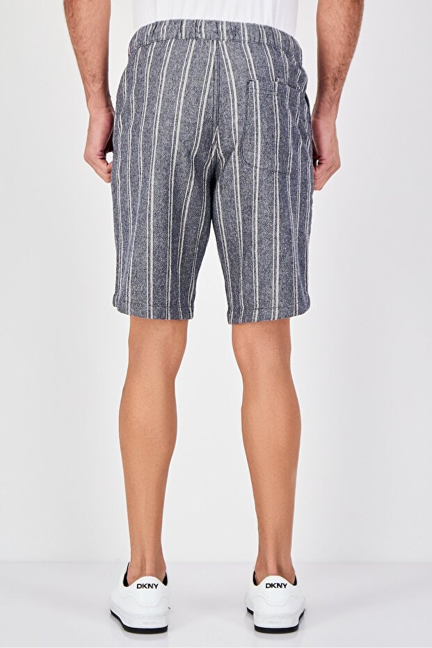 Men Stripe Basic Shorts, Grey - 2