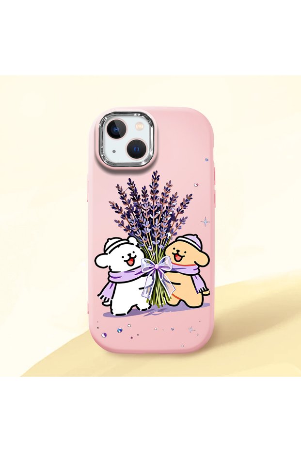 Pink Silicone Case with Shock-Absorbing Camera Protections Compatible with iPhone 15 Plus/14 Plus