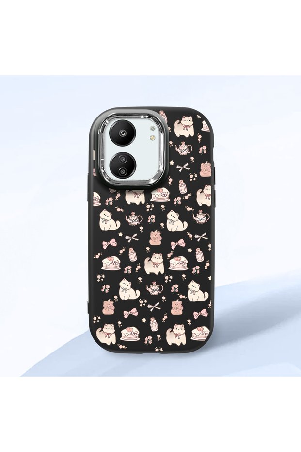 Redmi 13C 4G/5G Compatible Black Silicone Case with Shock-Absorbing Camera Protections