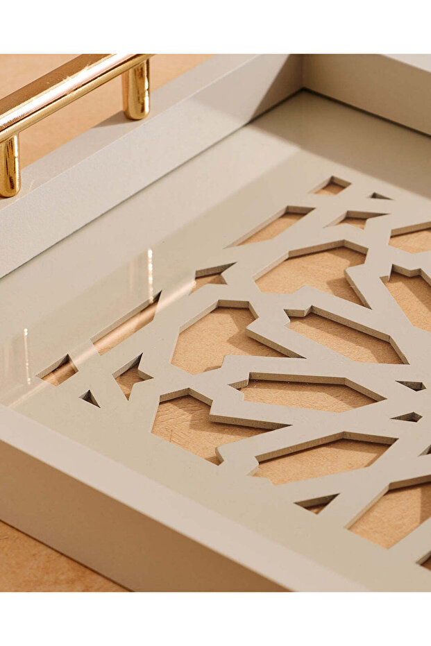 White Rectangle Laser Cut Tray ( Medium) - 4