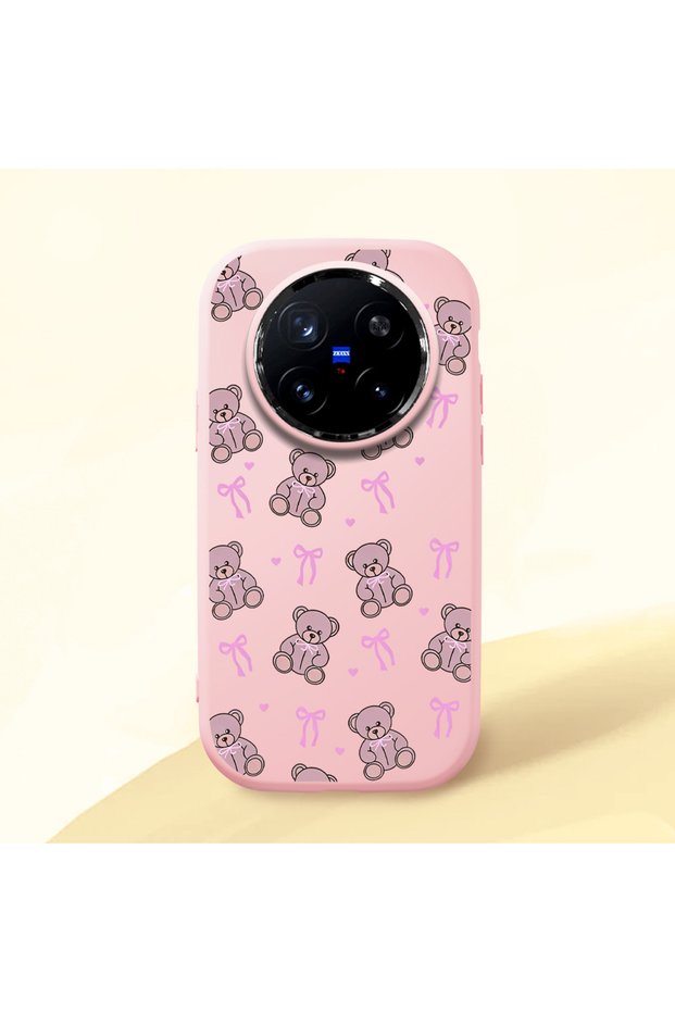 Vivo X200 Pro Compatible Shock-Absorbing Camera Protected Pink Silicone Case