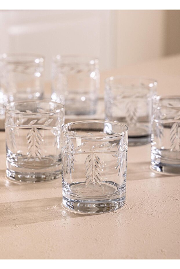 Leaf Water Glass Short Transparent 6 Pieces