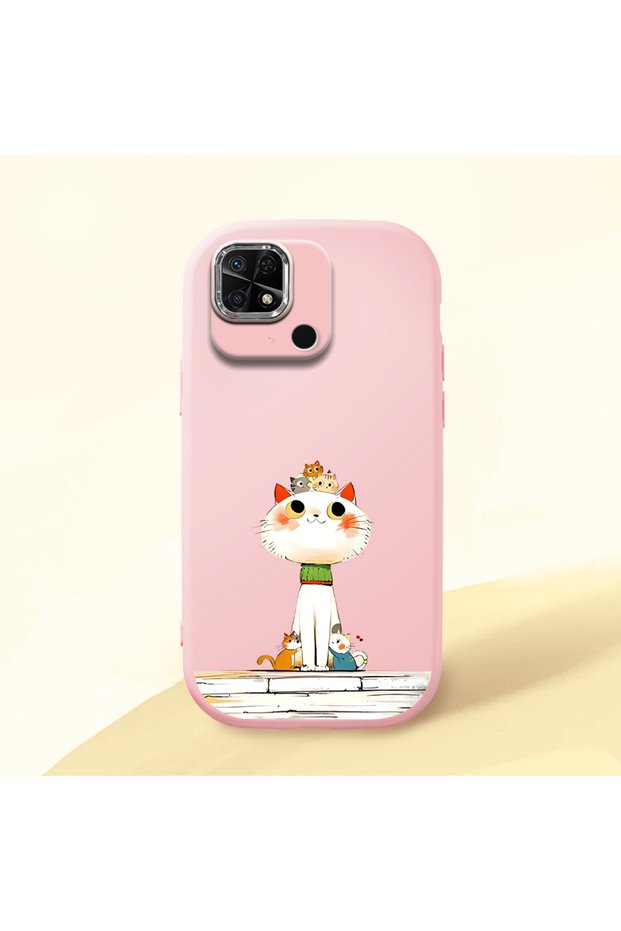 Redmi 10C Compatible Shock-Absorbing Camera Protected Pink Silicone Case