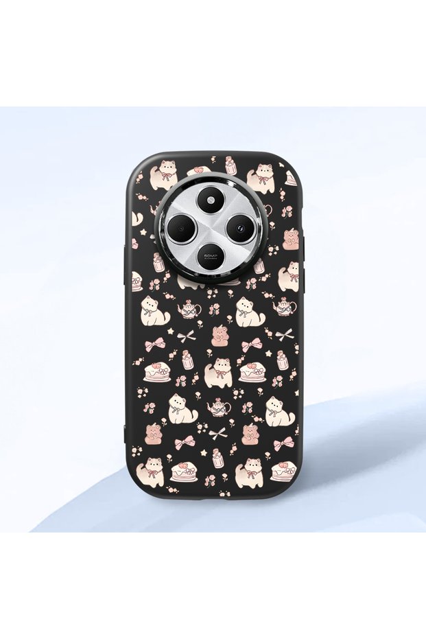 Redmi 14C 4G/5G Compatible Black Silicone Case with Shock-Absorbing Camera Protections