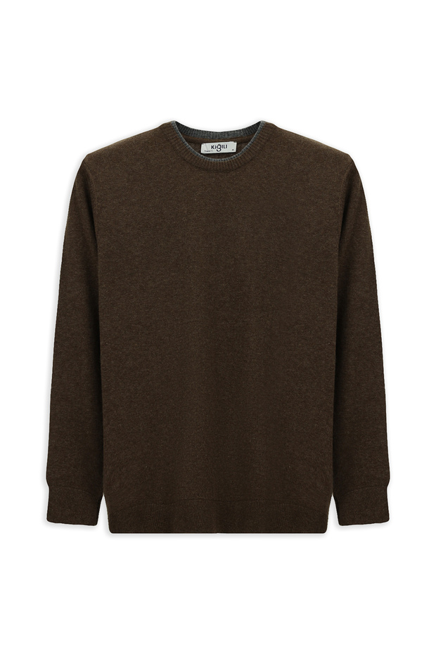 Crew Neck Regular Fit Knitted Wool Pack Cashmere Blend Knitwear Sweater - 2