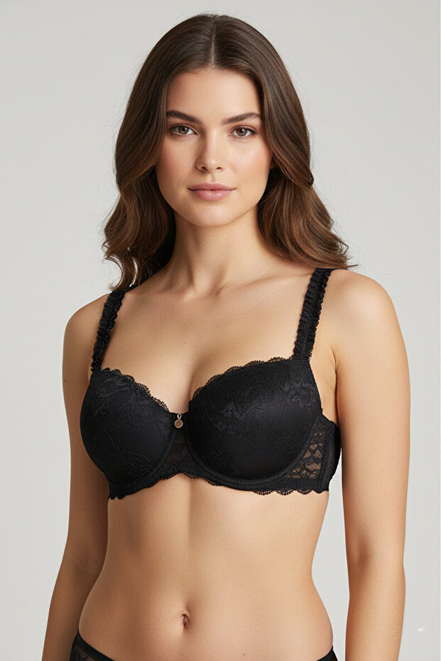 Women's lace push up bra black